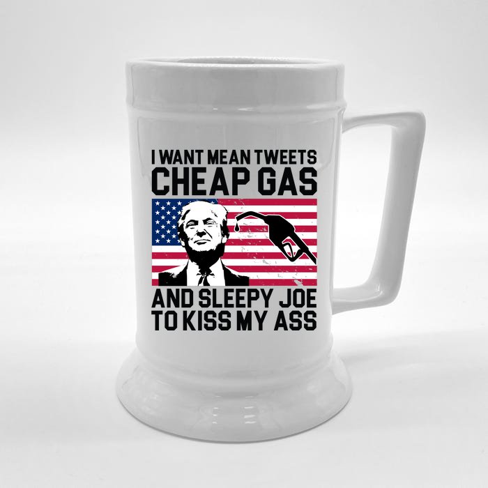 I Want Mean Tweets Cheap Gas Funny Sleepy Joe Front & Back Beer Stein