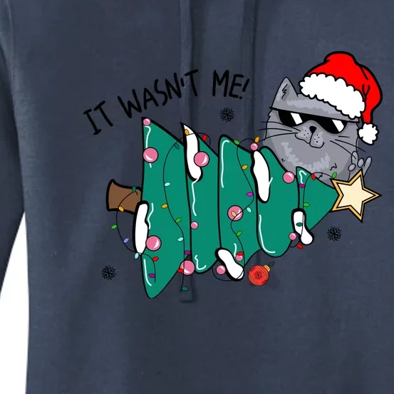 It Wasn't Me Funny Cat Family Christmas Party Gift Women's Pullover Hoodie