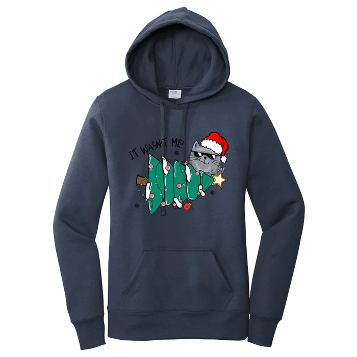 It Wasn't Me Funny Cat Family Christmas Party Gift Women's Pullover Hoodie