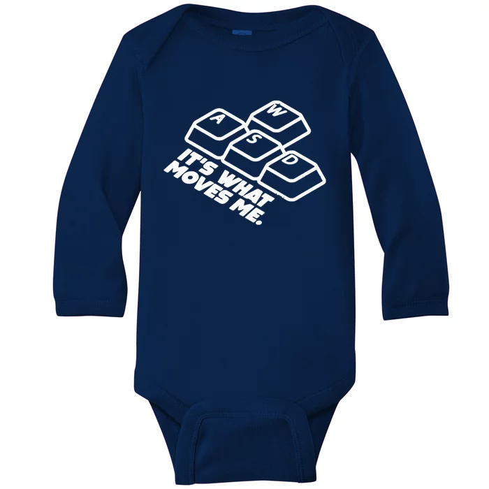 Its What Moves Me Vintage Wasd Funny Gift For Pc Gamers Gaming Gift Baby Long Sleeve Bodysuit