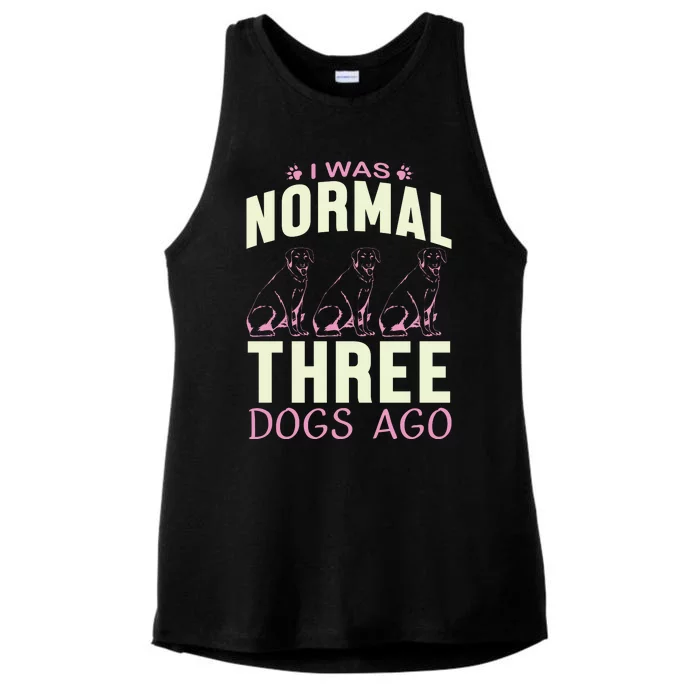 I Was Normal Three Dogs Ago Ladies Tri-Blend Wicking Tank