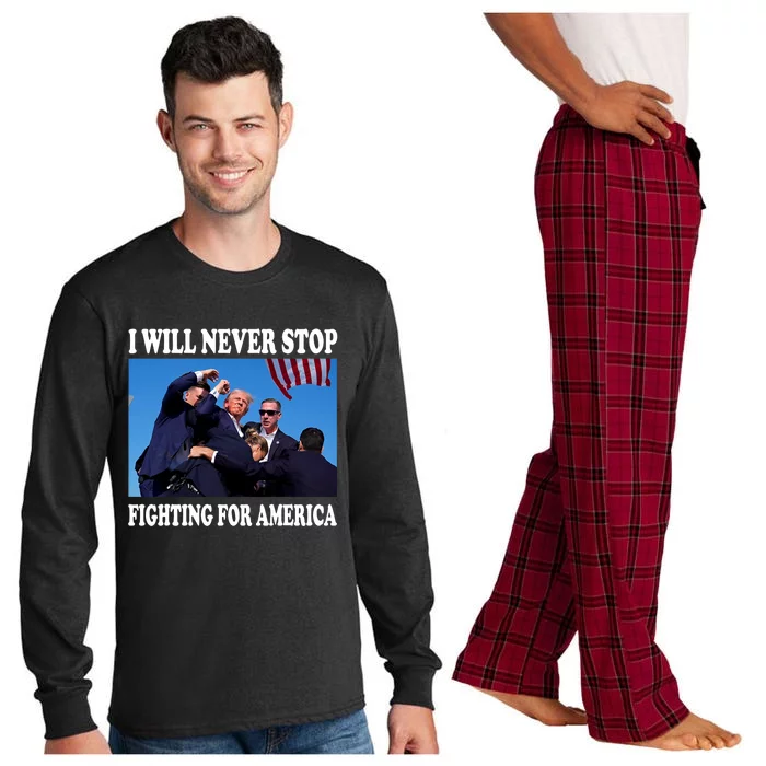 I Will Never Stop Fighting For America Long Sleeve Pajama Set