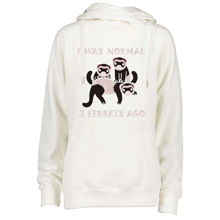 I Was Normal 3 Ferrets Ago Ferret Whisperer Animal Lover Meaningful Gift Womens Funnel Neck Pullover Hood