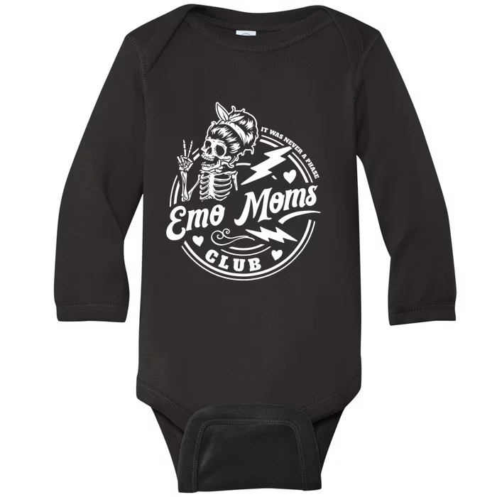 It Was Never A Phase Emo Moms Club MotherS Day Skeleton Baby Long Sleeve Bodysuit