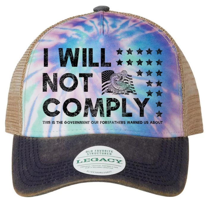 I Will Not Comply Gadsden Flag Patriotic Legacy Tie Dye Trucker Hat