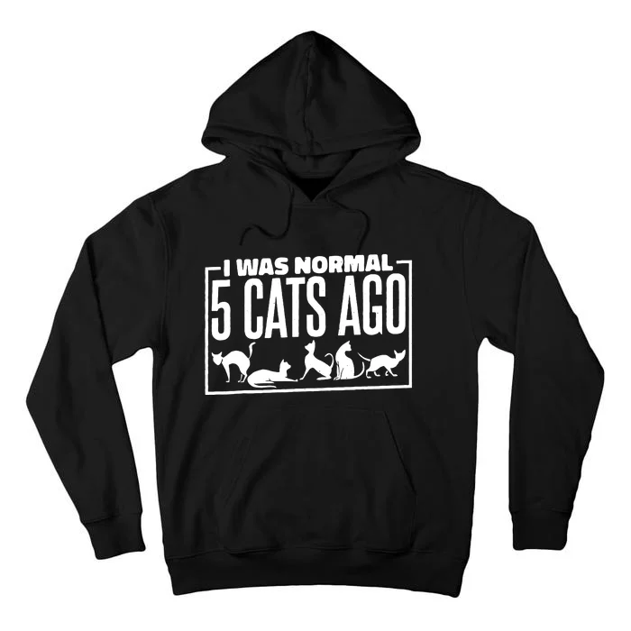 I Was Normal 5 Cats Ago, Cat Lady Or Cat Mom And Dad Tall Hoodie