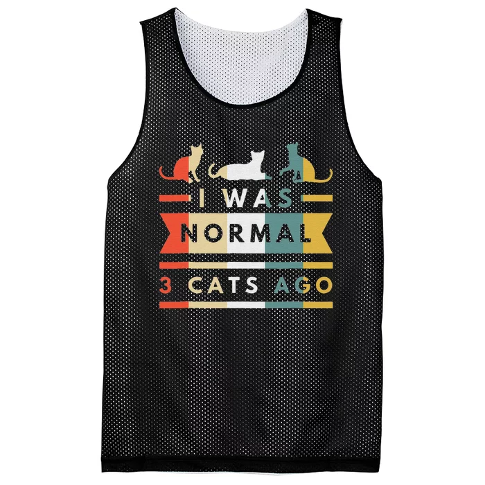 I Was Normal Three Cats Ago Funny Cat Lover Mesh Reversible Basketball Jersey Tank