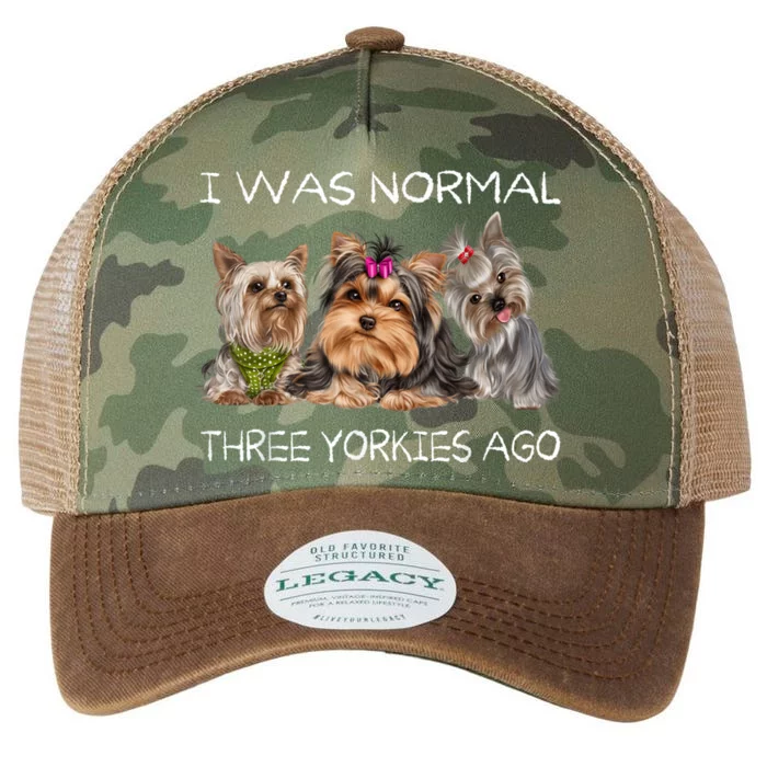 I Was Normal Three Yorkies Ago Funny Dog Lovers Gifts Legacy Tie Dye Trucker Hat