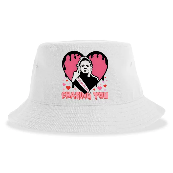 I Will Never Stop Chasing You Halloween Horror Movies Sustainable Bucket Hat