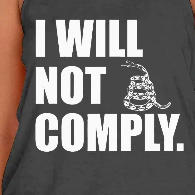 I Will Not Comply Gadsden Snake Women's Knotted Racerback Tank