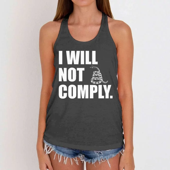 I Will Not Comply Gadsden Snake Women's Knotted Racerback Tank