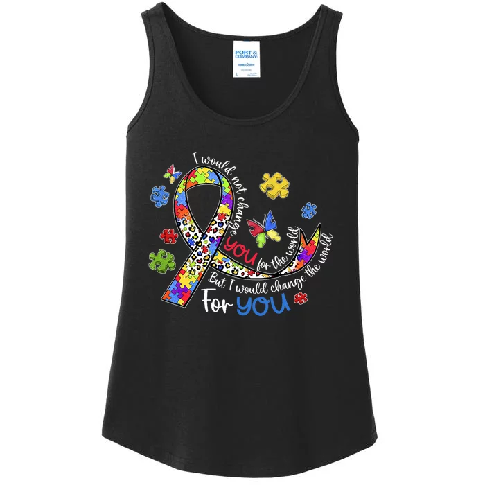 I Would Not Change You For The World Autism Leopard Puzzles Ladies Essential Tank