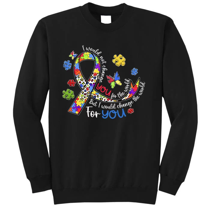 I Would Not Change You For The World Autism Leopard Puzzles Tall Sweatshirt