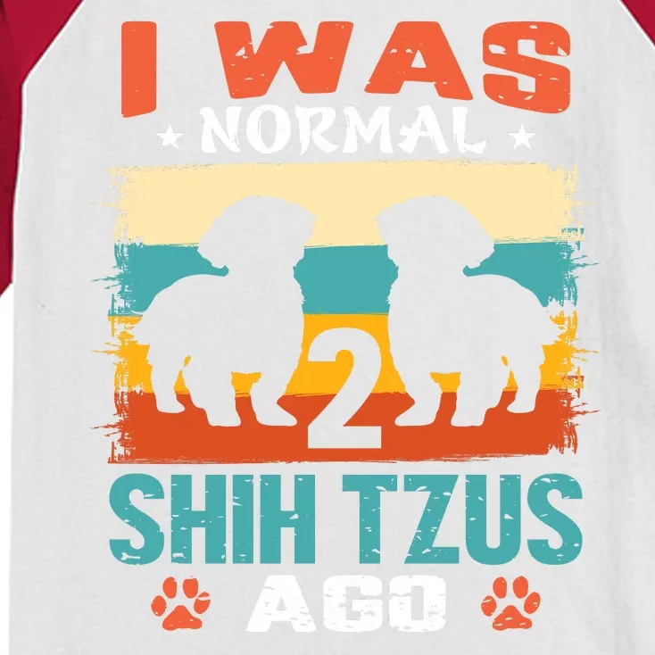 I Was Normal 2 Shih Tzus Ago Kids Colorblock Raglan Jersey