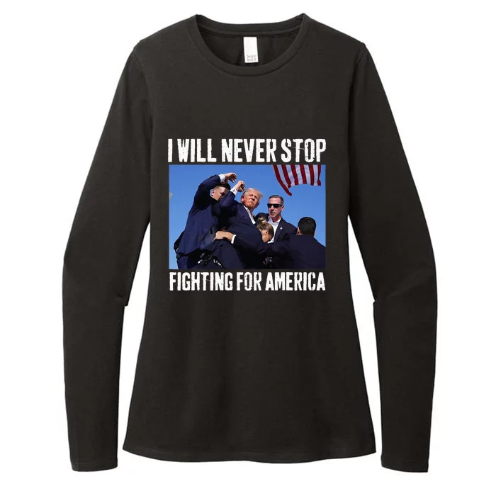 I Will Never Stop Fighting For America Trump Womens CVC Long Sleeve Shirt