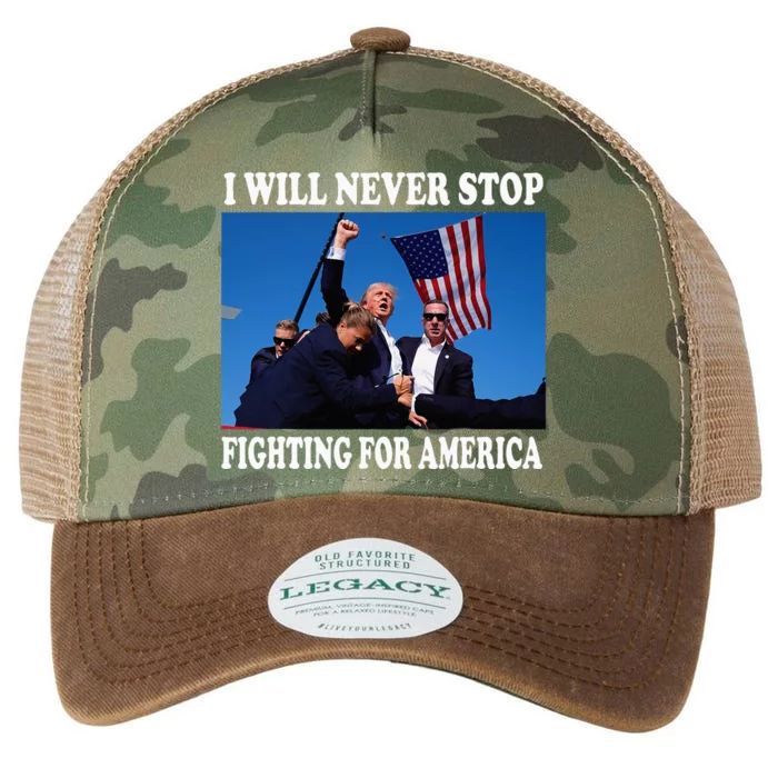 I Will Never Stop Fighting For America Legacy Tie Dye Trucker Hat