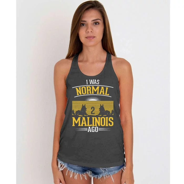 I Was Normal 2 Malinois Ago Belgian Malinois Women's Knotted Racerback Tank