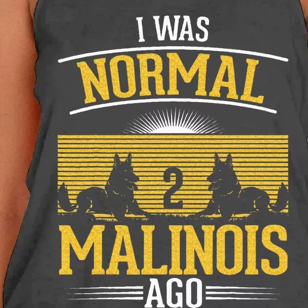 I Was Normal 2 Malinois Ago Belgian Malinois Women's Knotted Racerback Tank