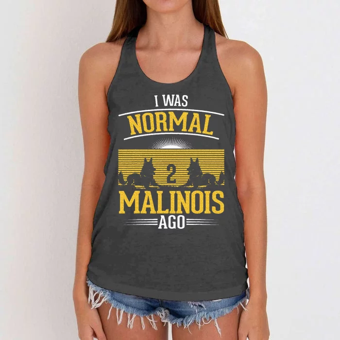 I Was Normal 2 Malinois Ago Belgian Malinois Women's Knotted Racerback Tank