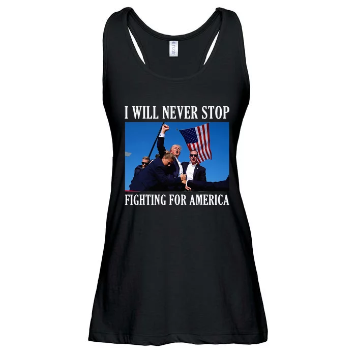 I Will Never Stop Fighting For America Ladies Essential Flowy Tank