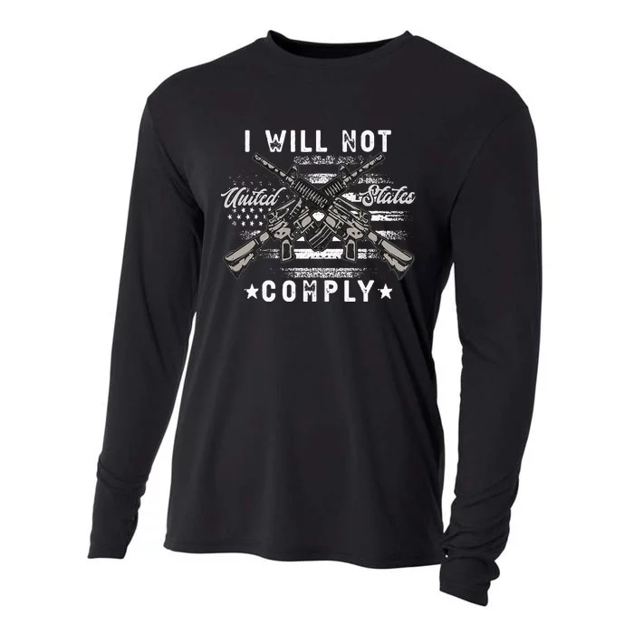 I Wil Not Comply Vintage American flag Ar15 AR15 Cooling Performance Long Sleeve Crew