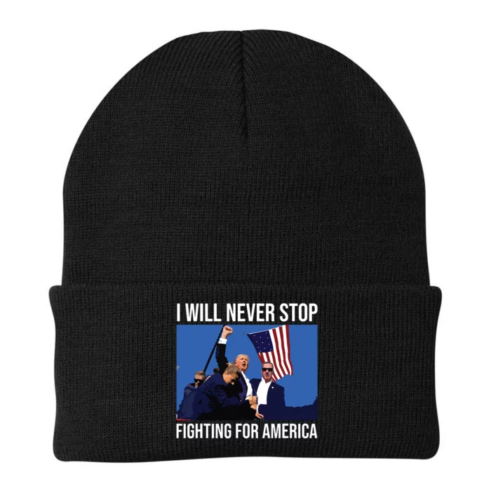 I Will Never Stop Fighting For America Trump Quote Knit Cap Winter Beanie