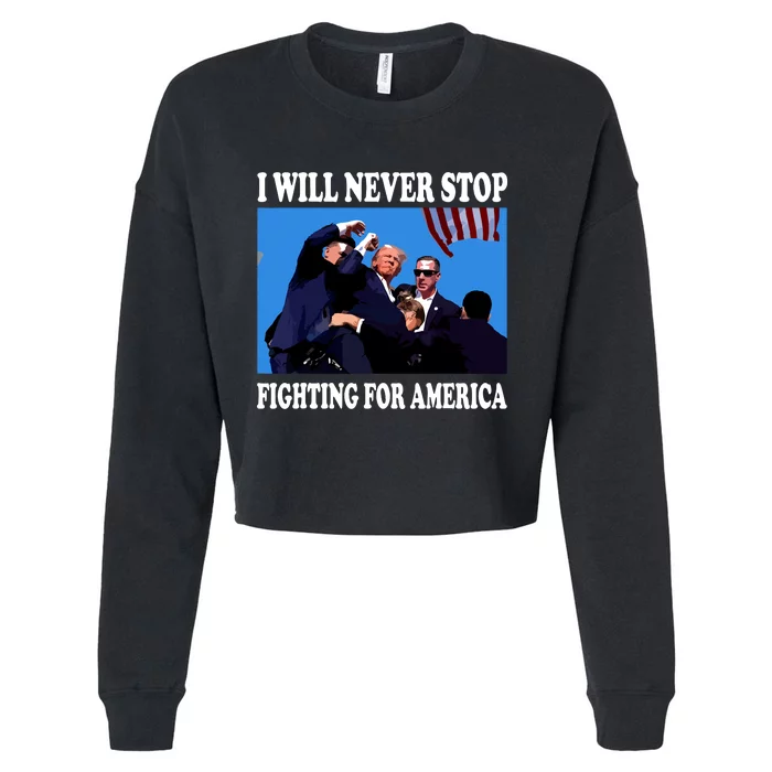 I Will Never Stop Fighting For America Cropped Pullover Crew