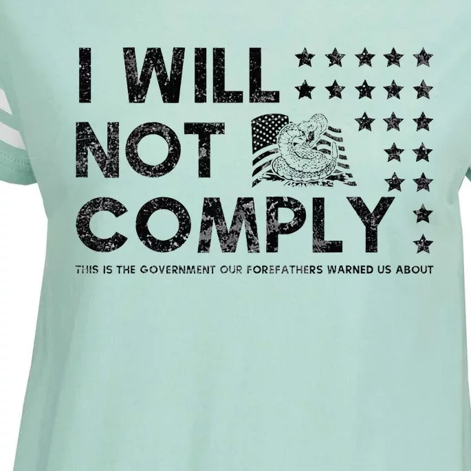 I Will Not Comply Gadsden Flag Patriotic Enza Ladies Jersey Football T-Shirt