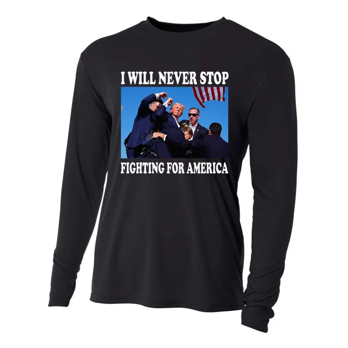 I Will Never Stop Fighting For America Cooling Performance Long Sleeve Crew