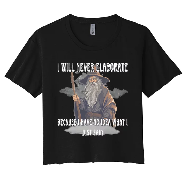 I Will Never Elaborate Because I Have No Idea What I Just Said Women's Crop Top Tee