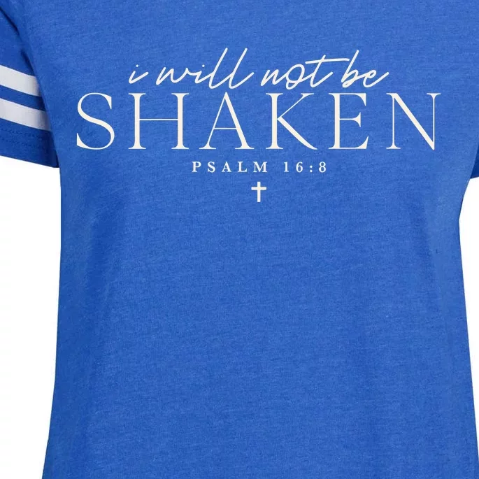 I Will Not Be Shaken Christian Minimal Enza Ladies Jersey Football T-Shirt