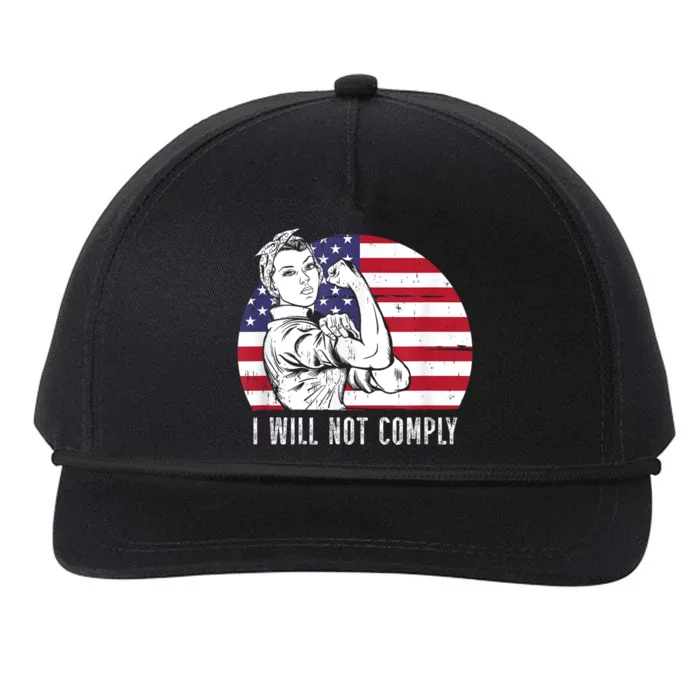 I Will Not Comply American Flag Patriotic Design Snapback Five-Panel Rope Hat