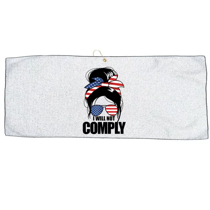 I Will Not Comply American Flag Patriotic Design Large Microfiber Waffle Golf Towel