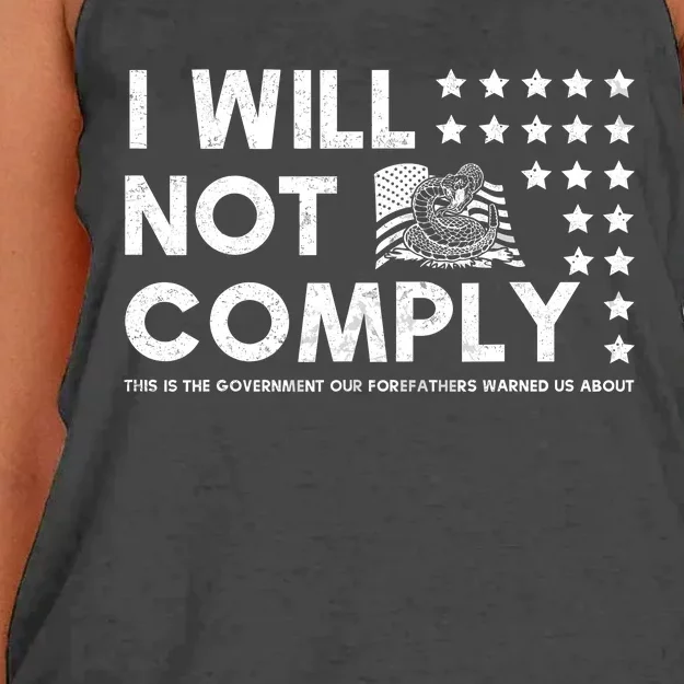 I Will Not Comply Gadsden Flag Patriotic Women's Knotted Racerback Tank