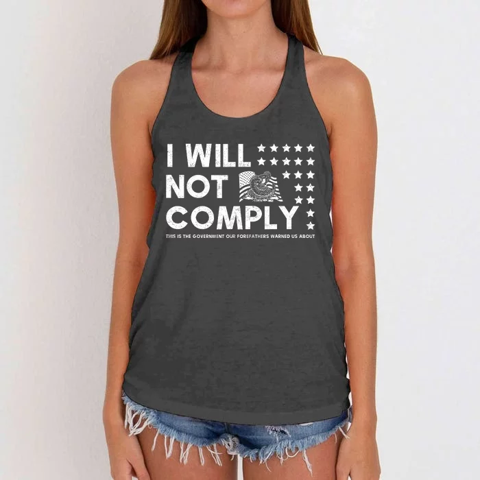 I Will Not Comply Gadsden Flag Patriotic Women's Knotted Racerback Tank