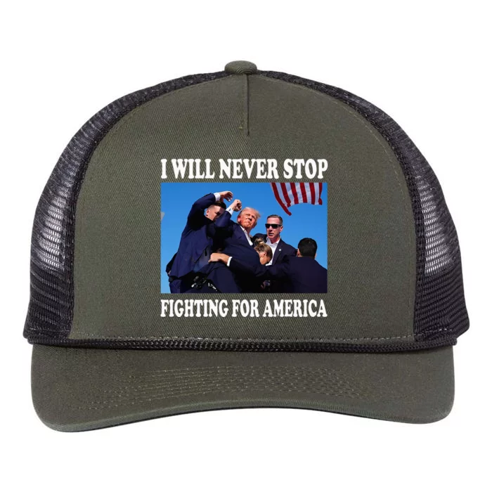 I Will Never Stop Fighting For America Retro Rope Trucker Hat Cap