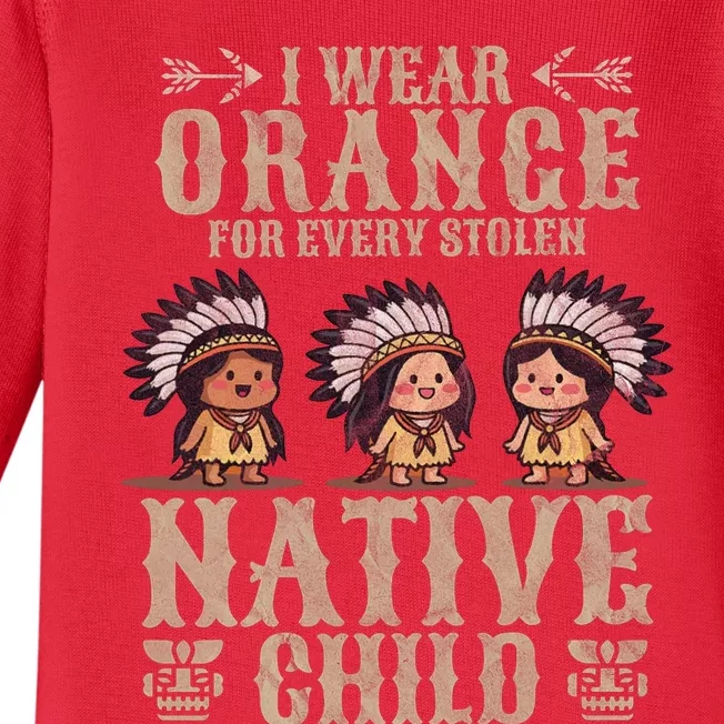 I Wear Orange For Every American Native Child Indian Pride Baby Long Sleeve Bodysuit