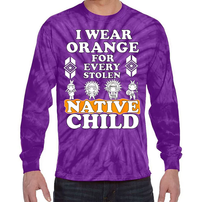 I Wear Orange For Every American Native Child Indian Pride Tie-Dye Long Sleeve Shirt