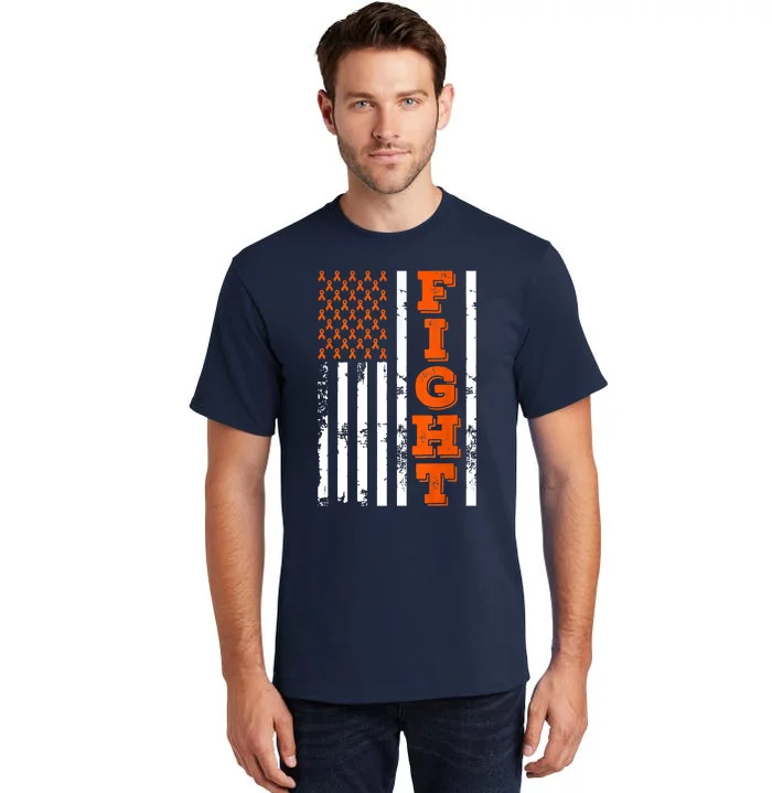 I Wear Orange Fight Kidney Cancer Awareness American Flag Tall T-Shirt