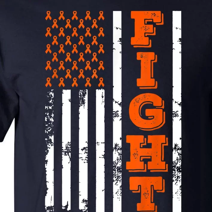 I Wear Orange Fight Kidney Cancer Awareness American Flag Tall T-Shirt