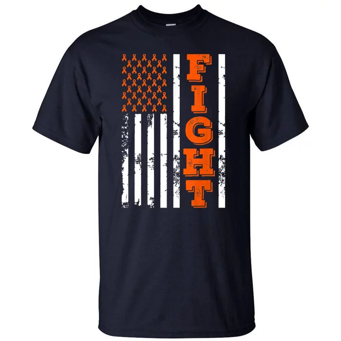 I Wear Orange Fight Kidney Cancer Awareness American Flag Tall T-Shirt