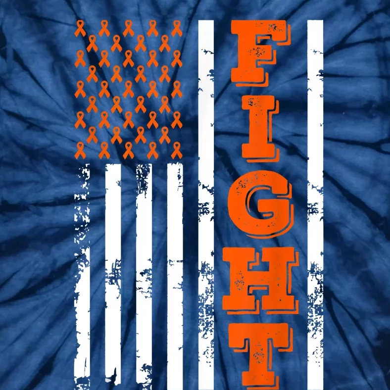 I Wear Orange Fight Kidney Cancer Awareness American Flag Tie-Dye T-Shirt