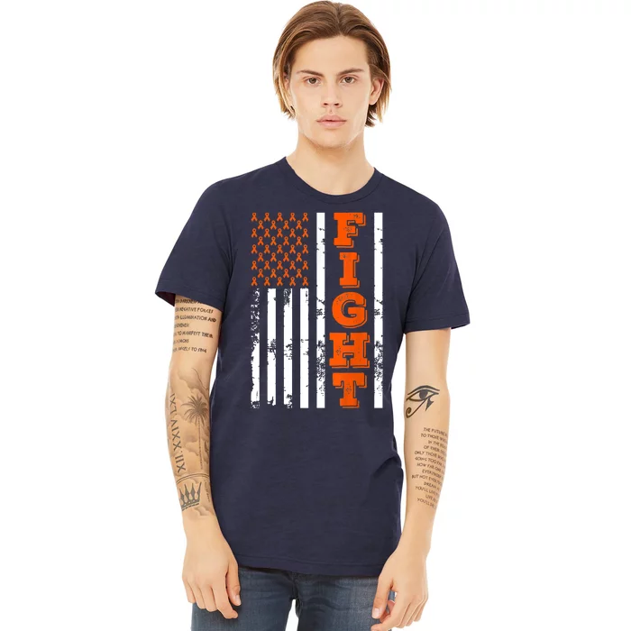 I Wear Orange Fight Kidney Cancer Awareness American Flag Premium T-Shirt