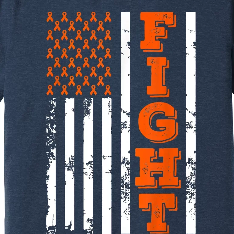 I Wear Orange Fight Kidney Cancer Awareness American Flag Premium T-Shirt