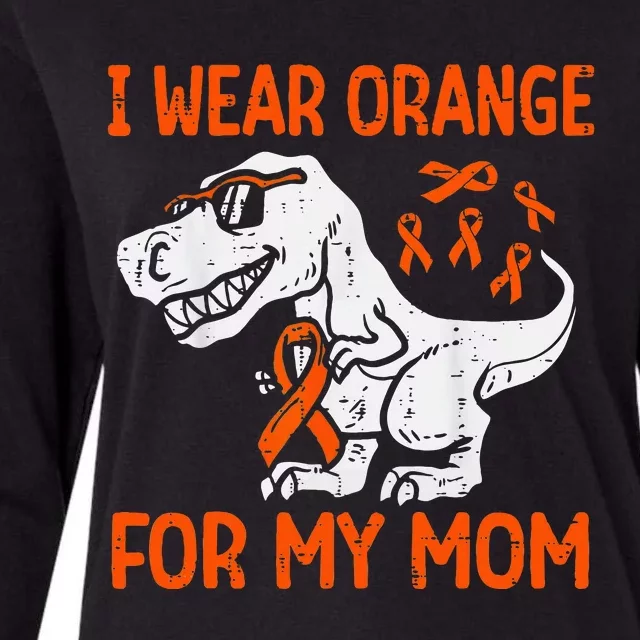 I Wear Orange For My Mom Dinosaur Multiple Sclerosis Womens Cotton Relaxed Long Sleeve T-Shirt