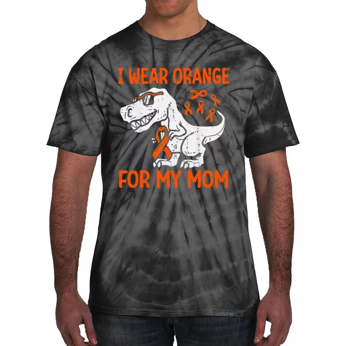 I Wear Orange For My Mom Dinosaur Multiple Sclerosis Tie-Dye T-Shirt