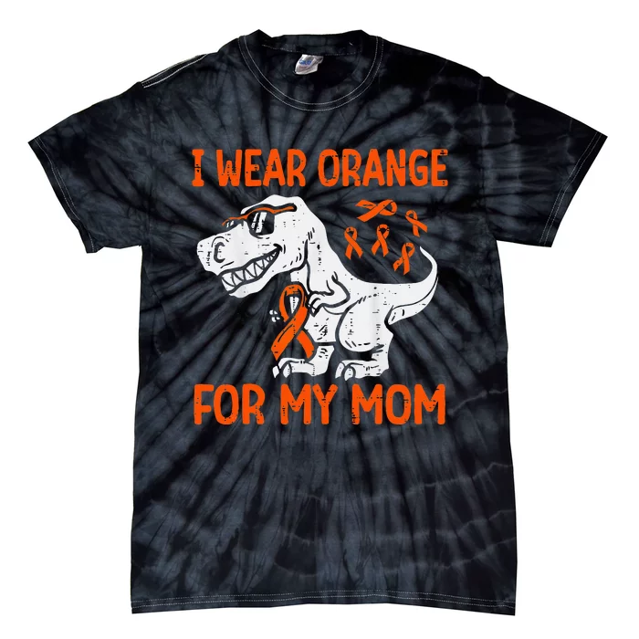 I Wear Orange For My Mom Dinosaur Multiple Sclerosis Tie-Dye T-Shirt