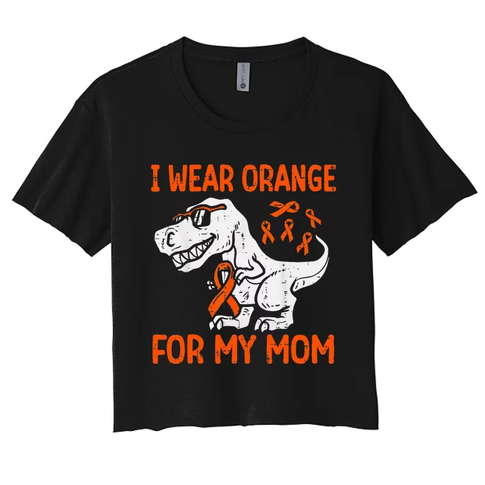 I Wear Orange For My Mom Dinosaur Multiple Sclerosis Women's Crop Top Tee