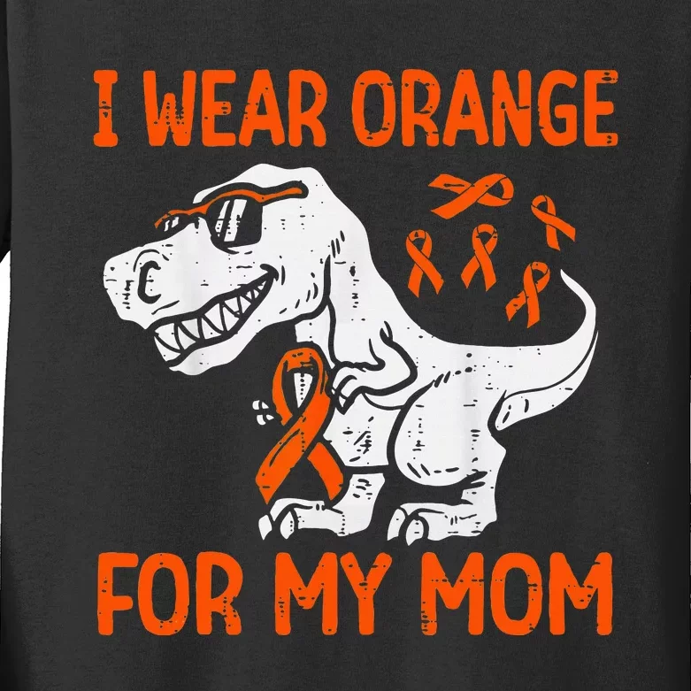 I Wear Orange For My Mom Dinosaur Multiple Sclerosis Kids Long Sleeve Shirt