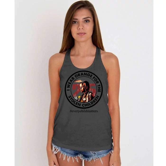 I Wear Orange For The Stolen Children Every Child Matters Women's Knotted Racerback Tank